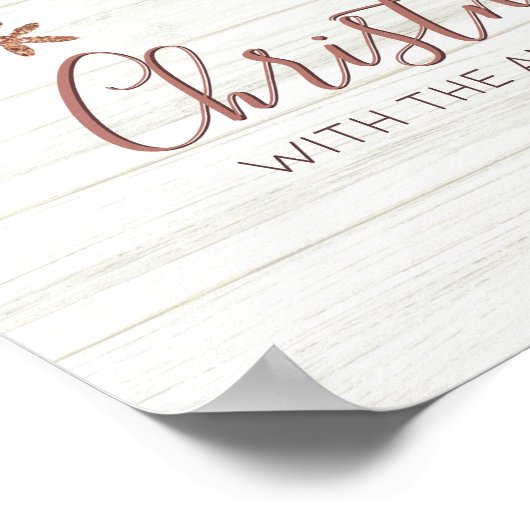 Rose Gold Snowflake Rustikale Winterferien Poster (Ecke)