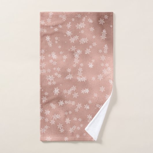 Rose Gold Snowflake Weihnachtsbadehandtücher Badhandtuch Set (Handtuch)