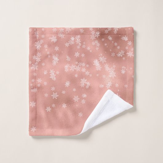 Rose Gold Snowflake Weihnachtsbadehandtücher Badhandtuch Set (Waschlappen)