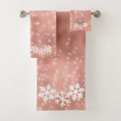Rose Gold Snowflake Weihnachtsbadehandtücher Badhandtuch Set (Insitu)