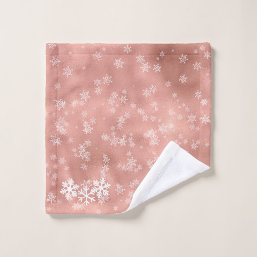 Rose Gold Snowflake Weihnachtsbadehandtücher Badhandtuch Set (Waschlappen)
