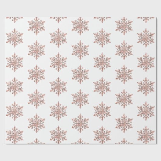 Rose Gold Snowflake Weihnachtsbaumen Geschenkpapier (Flach)