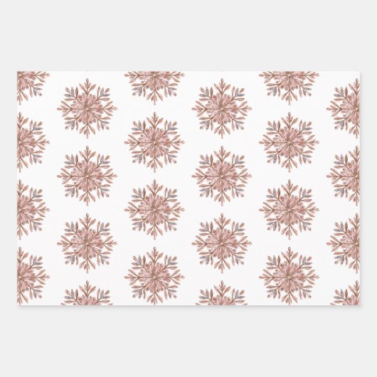 Rose Gold Snowflake Weihnachtsbaumen Geschenkpapier Set (Vorderseite 2)