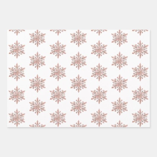 Rose Gold Snowflake Weihnachtsbaumen Geschenkpapier Set (Vorderseite)