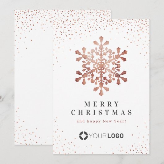 Rose Gold Snowflake Weihnachtskarten Einladung (Vorne/Hinten)