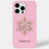 Rose Gold Snowflake Weihnachtsname Case-Mate iPhone Hülle (Rückseite)