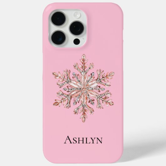 Rose Gold Snowflake Weihnachtsname Case-Mate iPhone Hülle (Rückseite)