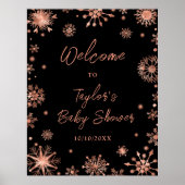 Rose Gold Snowflakes Baby Dusche Willkommen Poster (Vorne)
