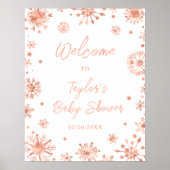 Rose Gold Snowflakes Baby Dusche Willkommen Poster (Vorne)