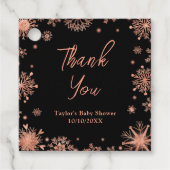 Rose Gold Snowflakes Babydusche Danke Geschenkanhänger (Vorderseite)