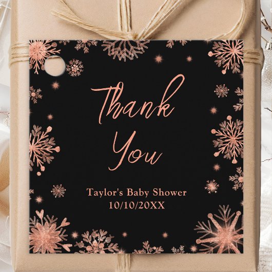 Rose Gold Snowflakes Babydusche Danke Geschenkanhänger