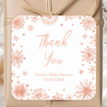 Rose Gold Snowflakes Babydusche Danke