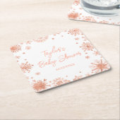 Rose Gold Snowflakes Babydusche Rechteckiger Pappuntersetzer (angewinkelt)