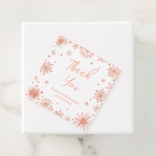 Rose Gold Snowflakes Geburtstag Danke Geschenkanhänger (Beispiel)