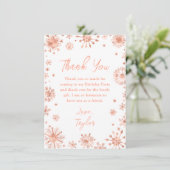 Rose Gold Snowflakes Geburtstagsparty Dankeskarte (Stehend Vorderseite)