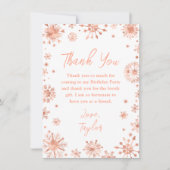 Rose Gold Snowflakes Geburtstagsparty Dankeskarte (Vorderseite)