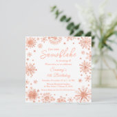 Rose Gold Snowflakes Geburtstagsparty Einladung (Stehend Vorderseite)