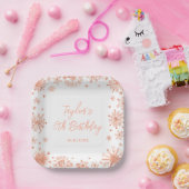 Rose Gold Snowflakes Geburtstagsparty Pappteller (Party)