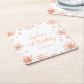 Rose Gold Snowflakes Geburtstagsparty Rechteckiger Pappuntersetzer (angewinkelt)