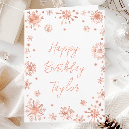 Rose Gold Snowflakes Glücklich Geburtstag Karte