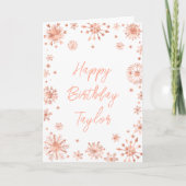 Rose Gold Snowflakes Glücklich Geburtstag Karte (Vorderseite)