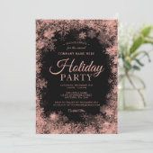 Rose Gold Snowflakes Weihnachten Firmenfeiertag Einladung (Stehend Vorderseite)