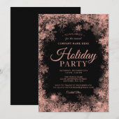 Rose Gold Snowflakes Weihnachten Firmenfeiertag Einladung (Vorne/Hinten)