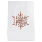 Rose Gold Snowflakes Weihnachten Mittlere Geschenktüte (Rückseite)