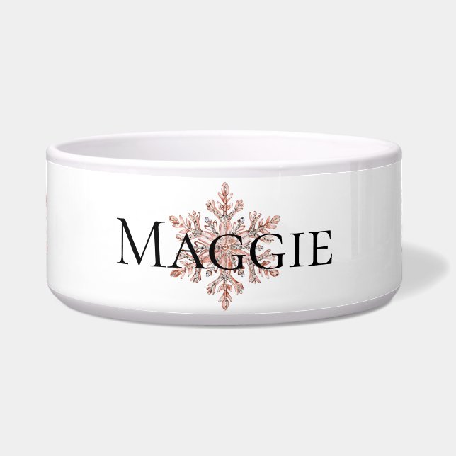 Rose Gold Snowflakes Weihnachten Napf (Vorderseite)