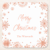 Rose Gold Snowflakes Weihnachten Party Rechteckiger Pappuntersetzer (Vorderseite)