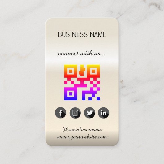 Rose Gold - Social Media QR Code Business Card Visitenkarte (Vorderseite)