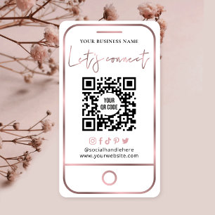 Rose Gold Social Media QR Code Verbindung mit uns Visitenkarte