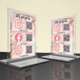 Rose Gold Social Media Sign Businesscard Tischnummer