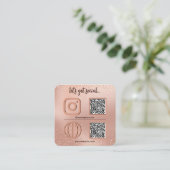 Rose-Gold-Social-Media-Sign mit QR-Code Quadratische Visitenkarte (Stehend Vorderseite)
