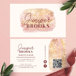 Rose Gold Sonnenuntergang Glitter Social Media QR  Visitenkarte