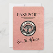 Rose Gold South Africa Pass Einladung zur Hochzeit (Rückseite)