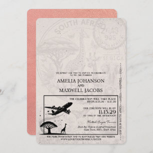 Rose Gold South Africa Pass Einladung zur Hochzeit