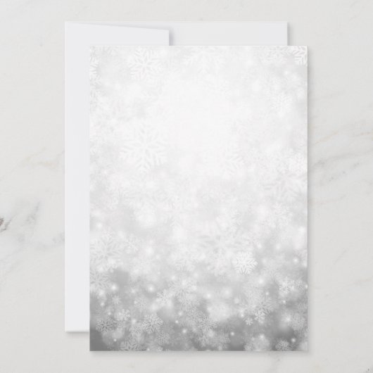 Rose Gold Sparkassen Schneeflocken Winter Quincean Einladung (Rückseite)