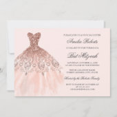 Rose Gold Sparkenkleid Bat Mitzvah Einladung (Vorderseite)