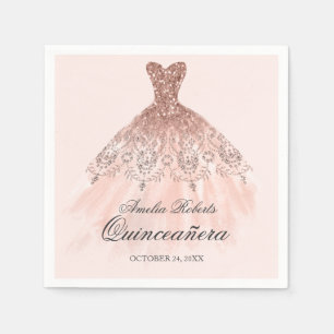 Rose Gold Sparkenkleid Quinceanera Napkin Serviette