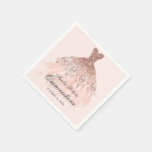 Rose Gold Sparkenkleid Quinceanera Napkin Serviette (Ecke)