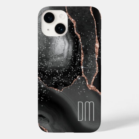 Rose Gold Sparkle Abstrakt Monogramm Case-Mate iPhone Hülle (Rückseite)