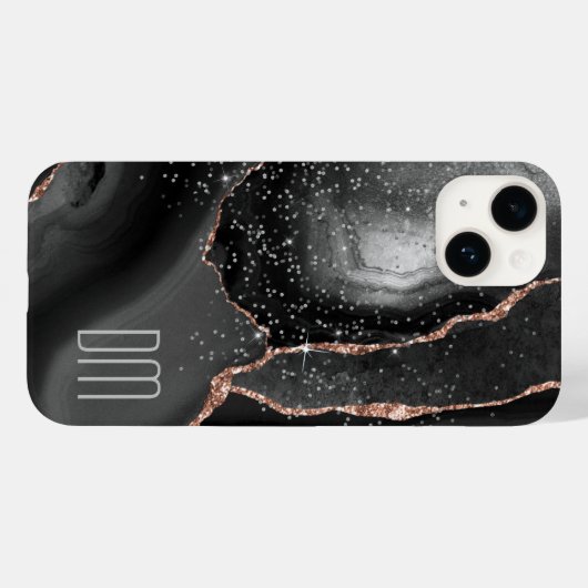 Rose Gold Sparkle Abstrakt Monogramm Case-Mate iPhone Hülle (Rückseite (Horizontal))