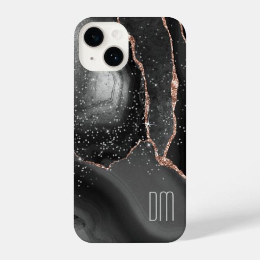 Rose Gold Sparkle Abstrakt Monogramm iPhone Hülle (Rückseite)