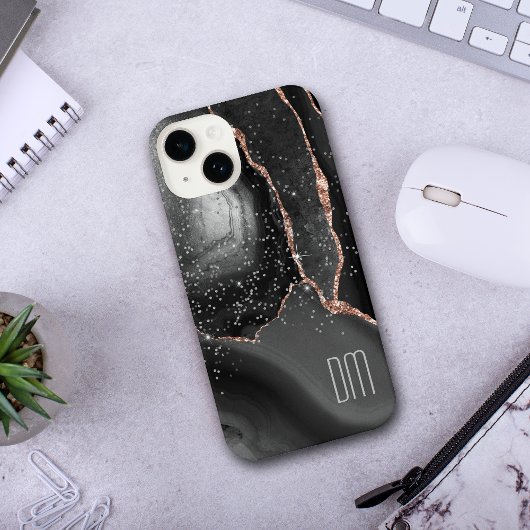 Rose Gold Sparkle Abstrakt Monogramm iPhone Hülle