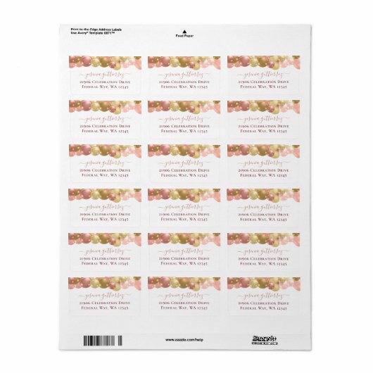 Rose Gold Sparkle Ballon Rücksendeadresse Adressaufkleber (Vorne)