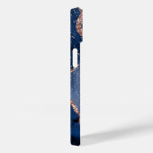 Rose Gold Sparkle Blue Abstrakt Monogram Case-Mate iPhone Hülle (Rückseite / Rechts)