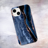Rose Gold Sparkle Blue Abstrakt Monogram Case-Mate iPhone Hülle
