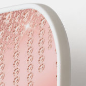 Rose Gold Sparkle Diamond Monogram Script Pickleball Schläger (Linke Seite)