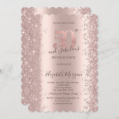 Rose Gold Sparkle Diamonds 50. Geburtstag Einladung (Vorne/Hinten)